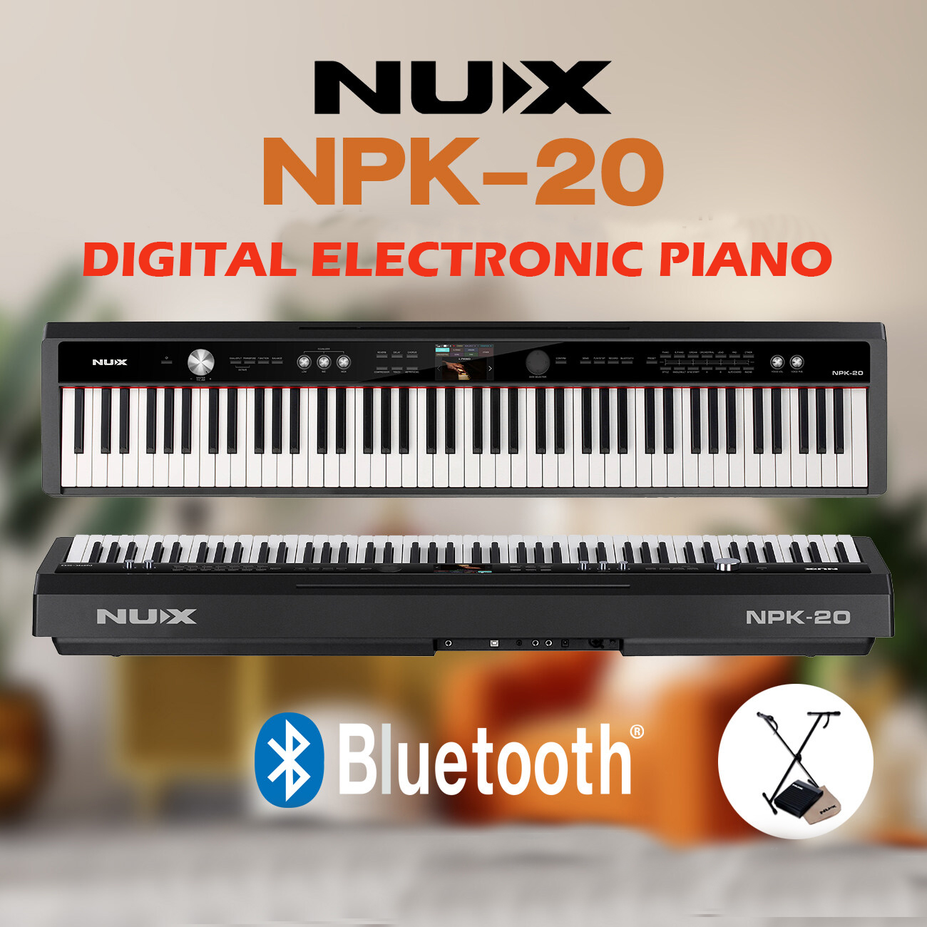 NUX NPK-20 88-Key Triple-Sensor Scaled, Hammer-Action Key Portable Digital Piano, 271 Sounds